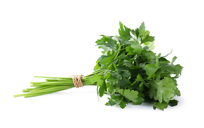 Photo of Bunch of fresh green parsley isolated on white