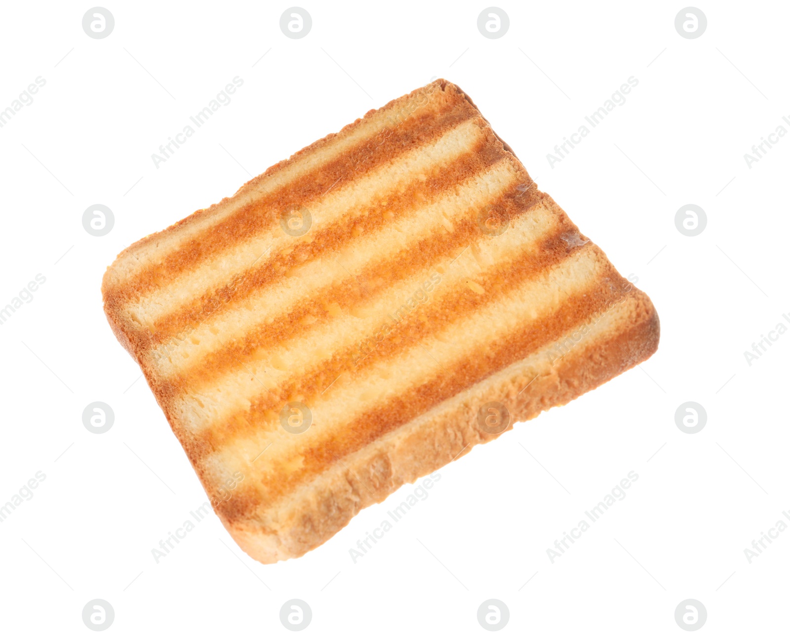 Photo of Slice of delicious toasted bread isolated on white