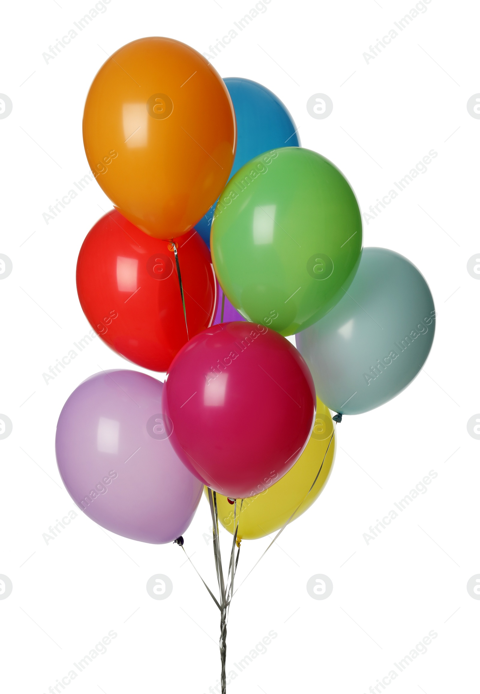 Photo of Bunch of colorful balloons on white background