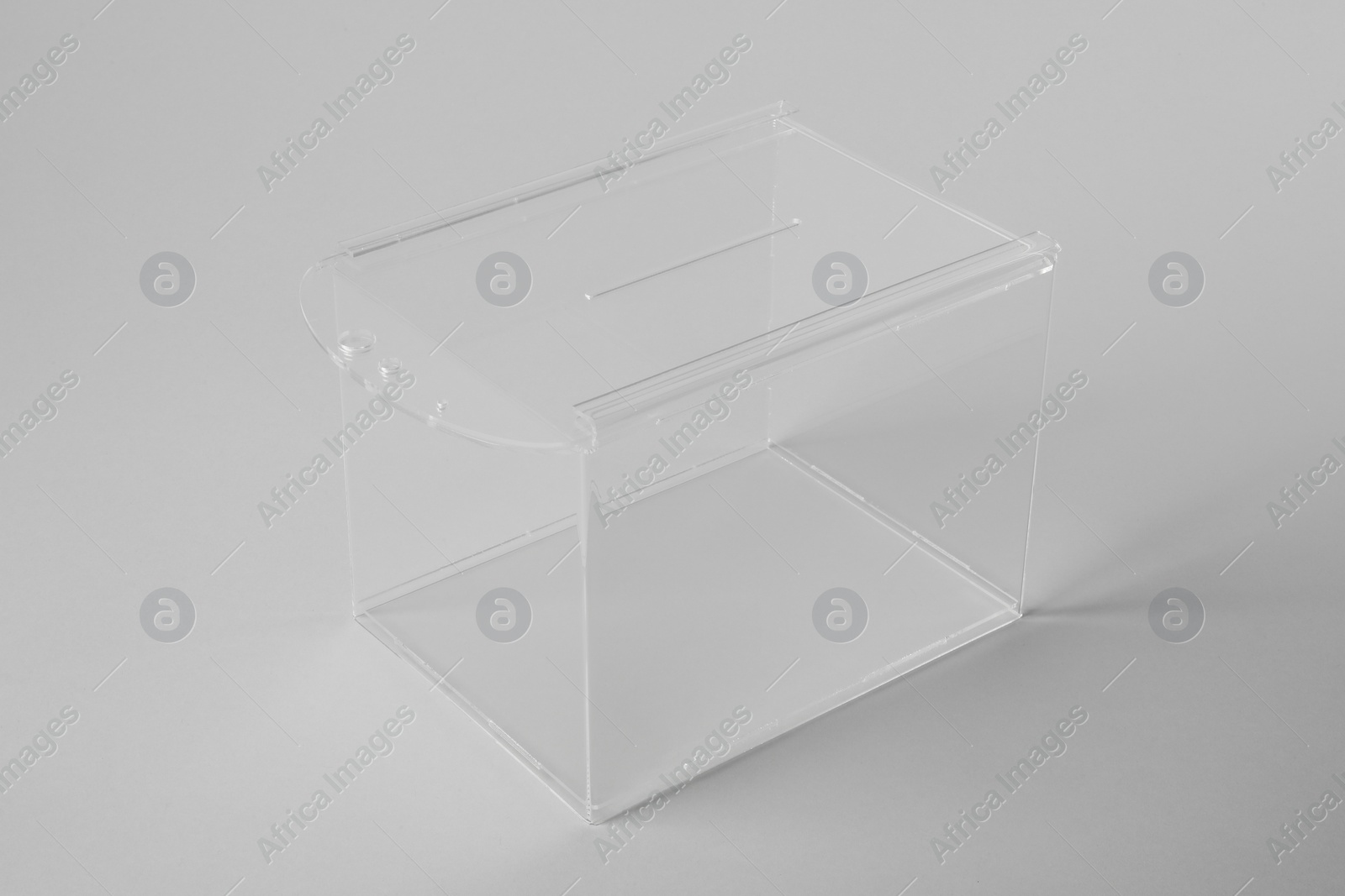 Photo of One ballot box on light grey background. Election time
