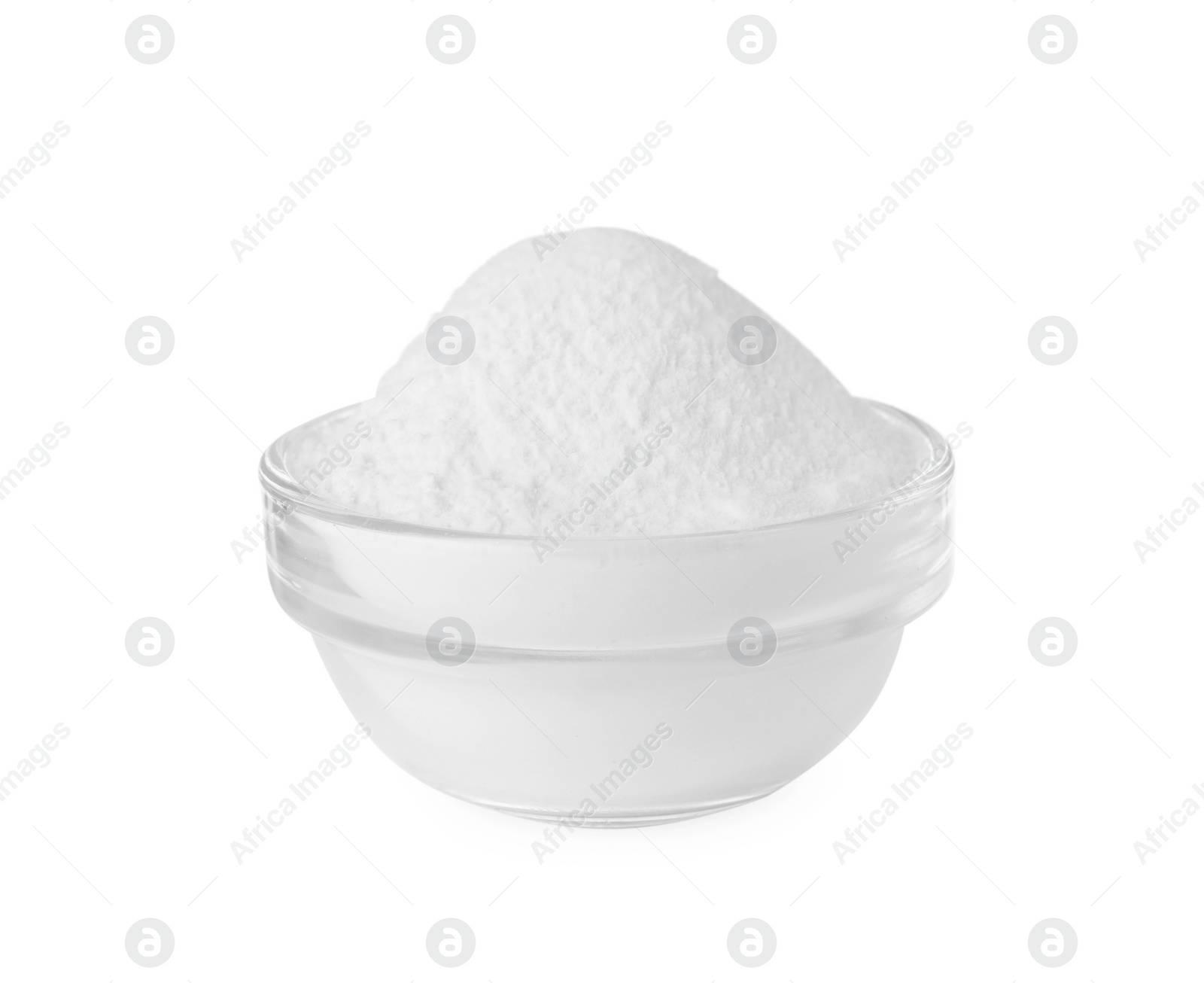 Photo of Bowl of natural starch isolated on white