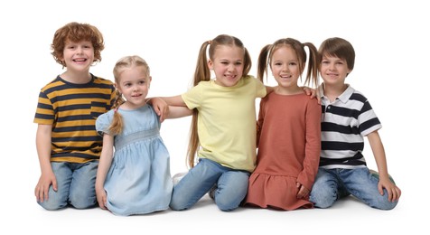 Photo of Group of cute children on white background
