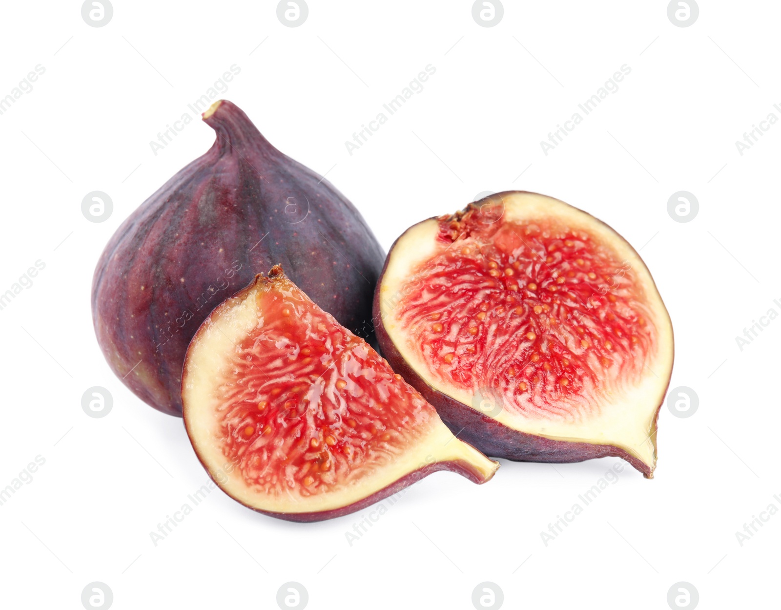 Photo of Tasty fresh fig fruits on white background