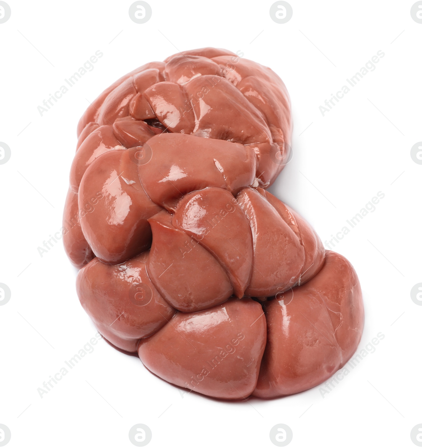 Photo of Fresh raw kidney meat isolated on white