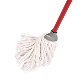 Mop with plastic handle isolated on white