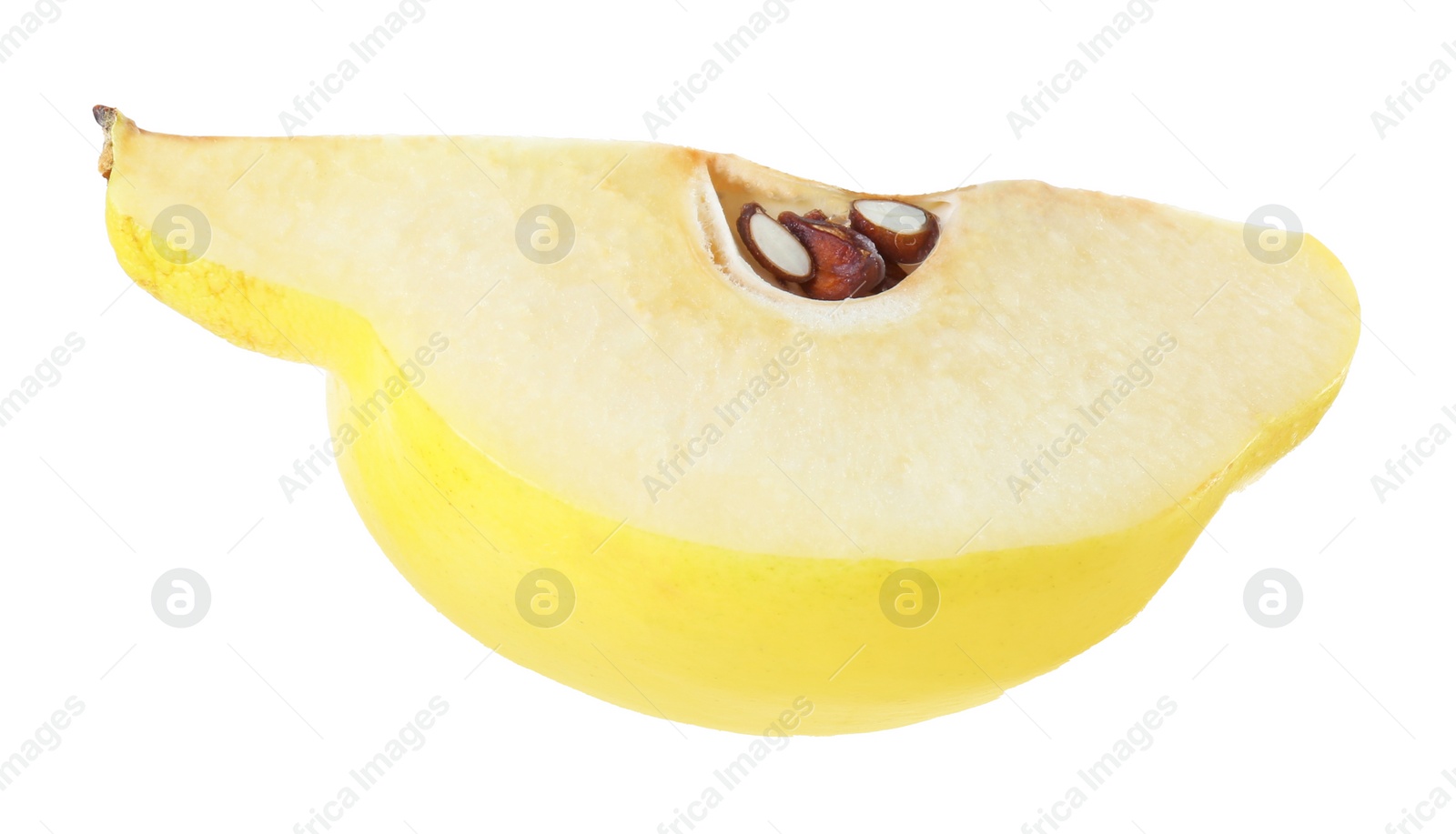 Photo of Piece of fresh ripe quince isolated on white