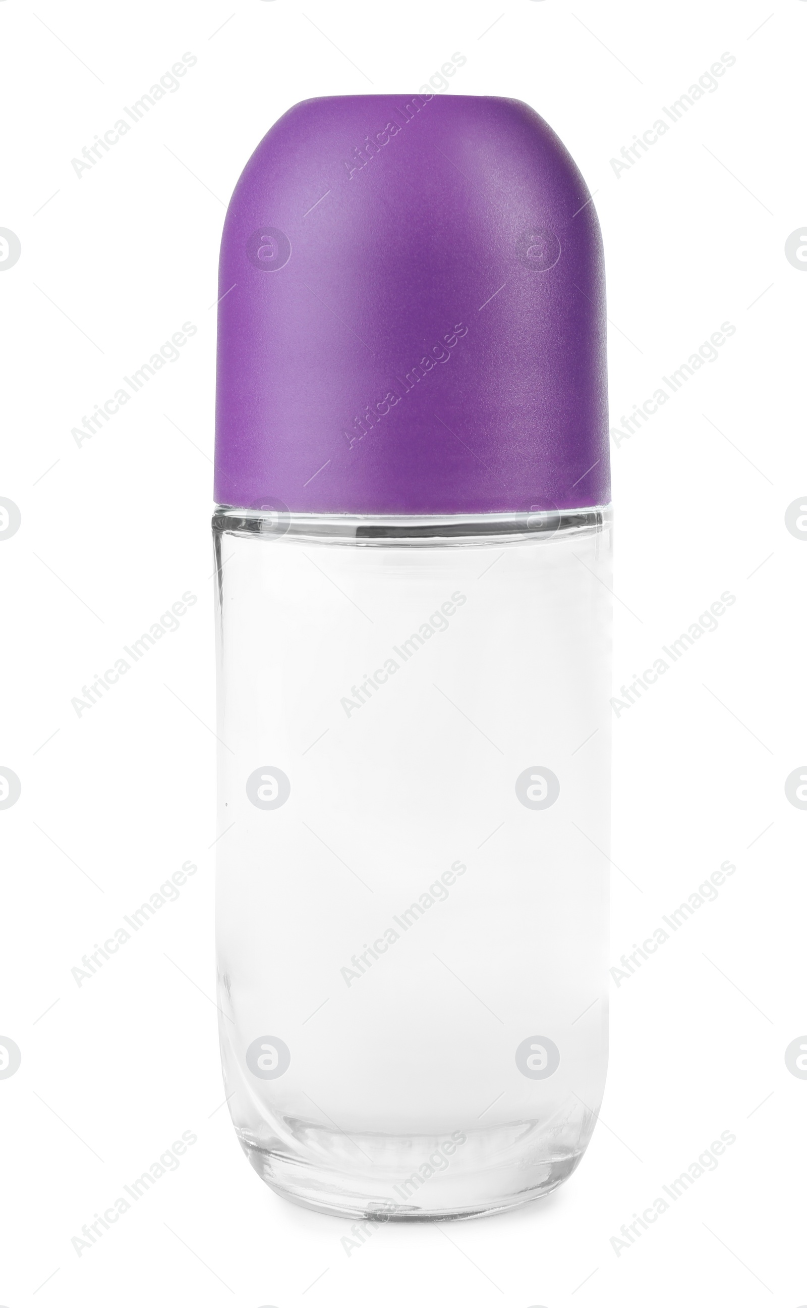 Photo of Blank glass deodorant container on white background