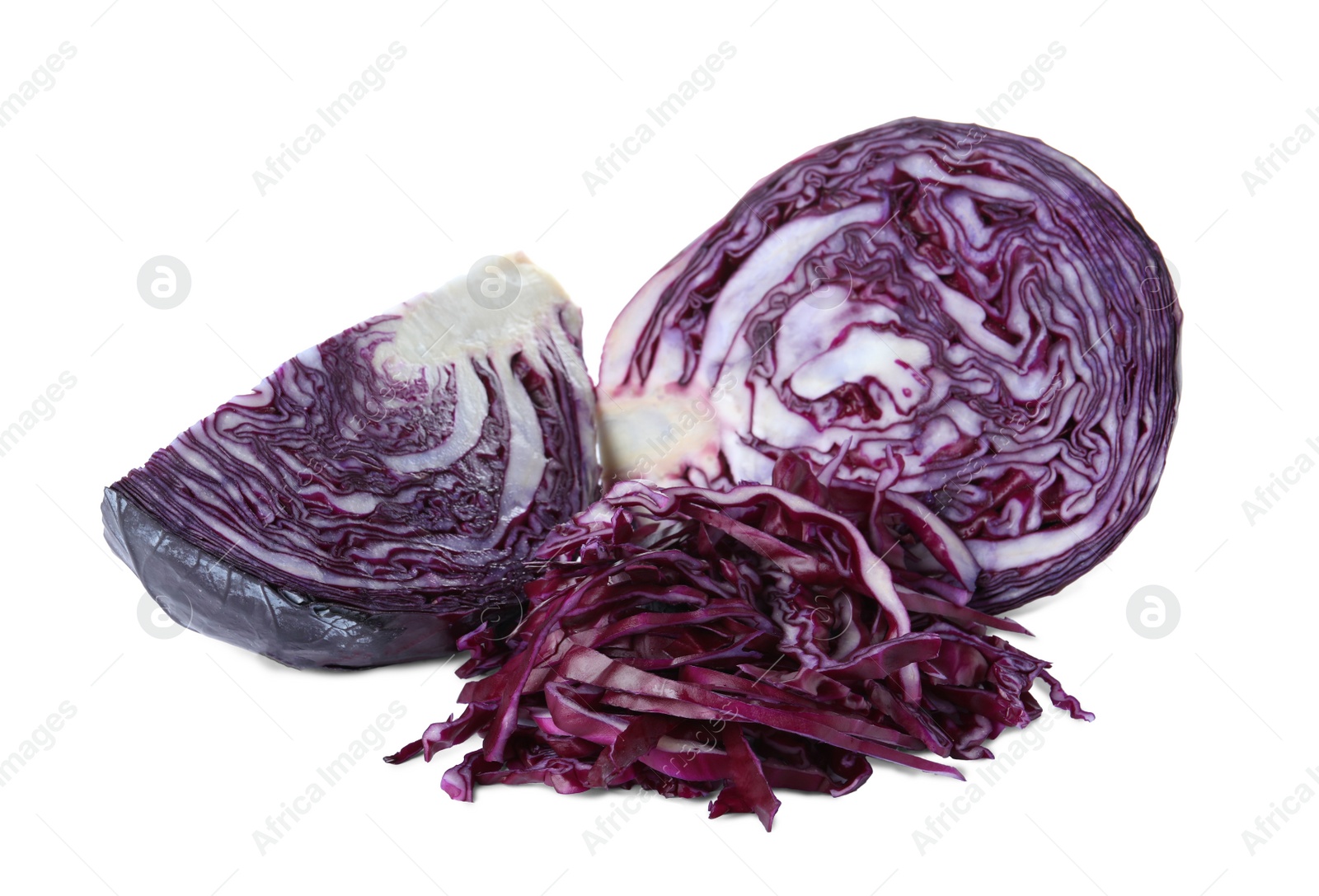 Photo of Fresh ripe red cabbages isolated on white