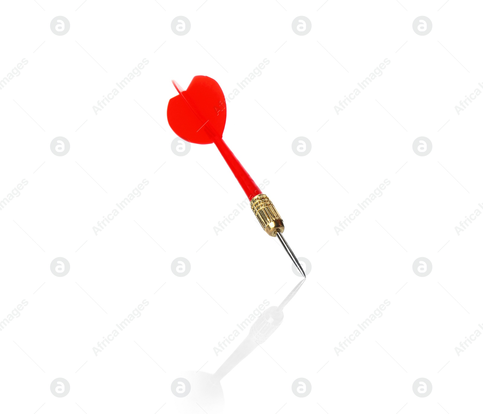 Photo of Red dart arrow for game on white background