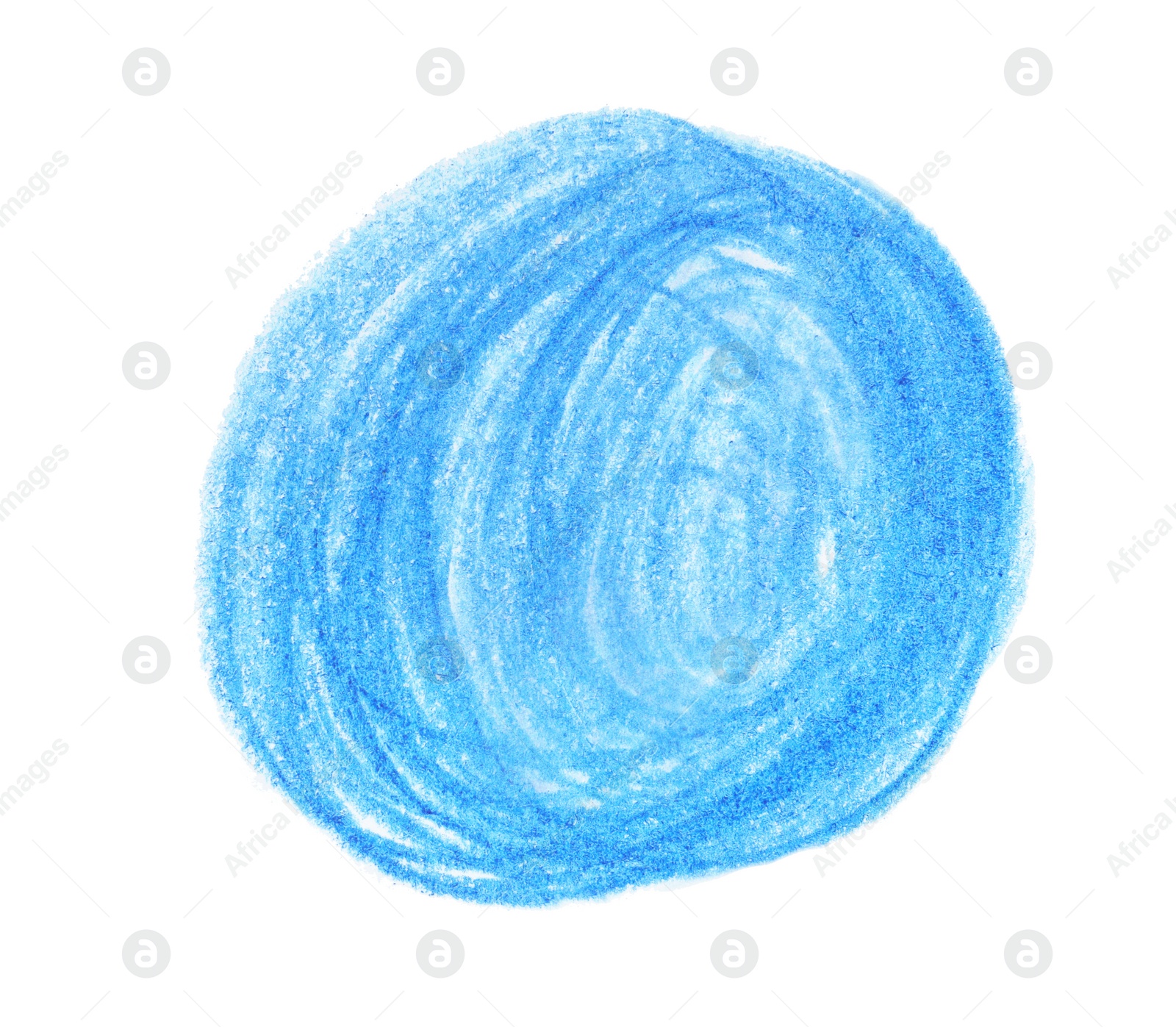 Photo of Blue pencil scribble on white background, top view