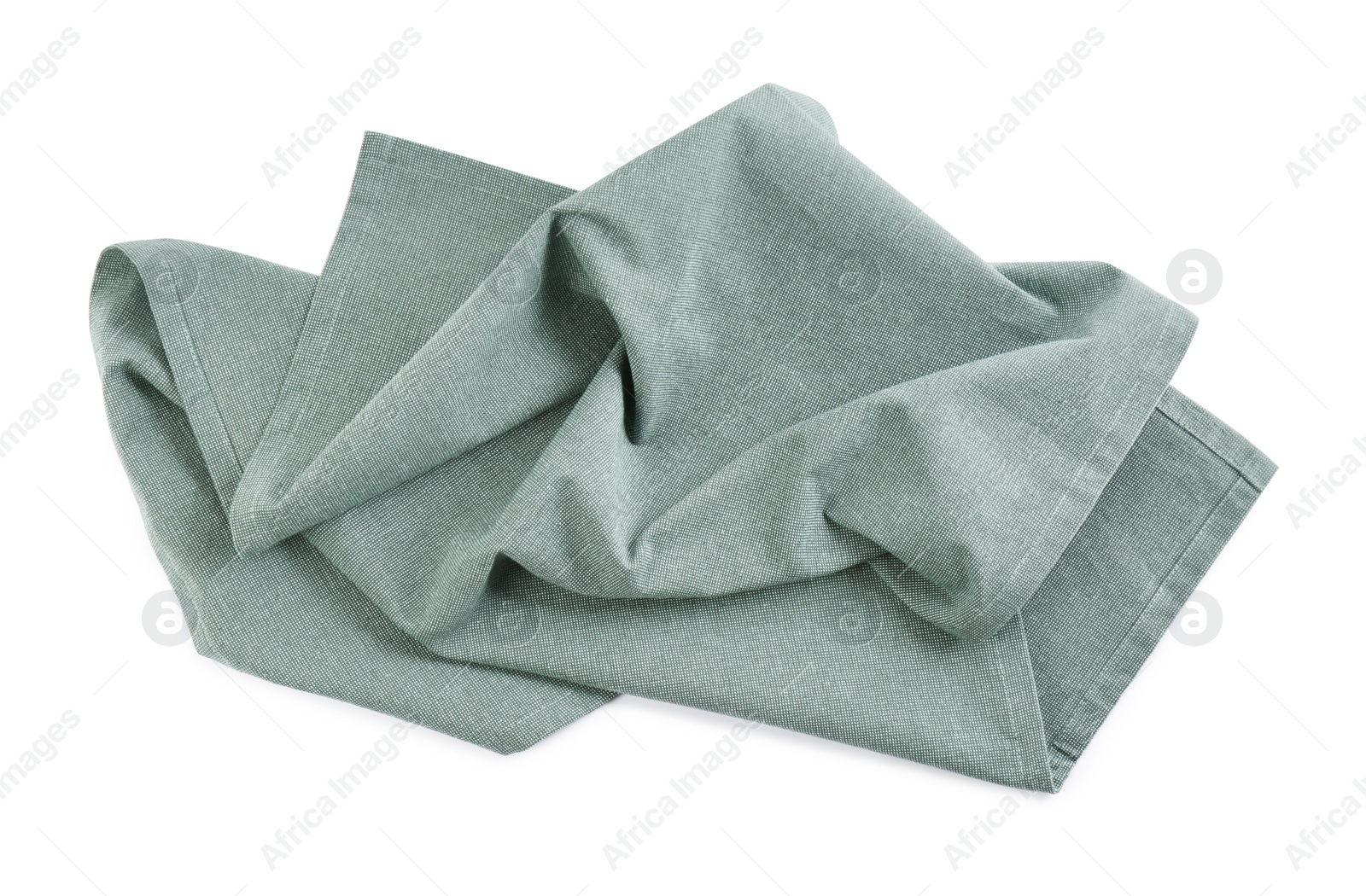 Photo of Crumpled light grey towel for kitchen isolated on white, top view