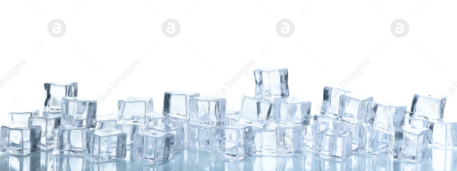 Photo of Crystal clear ice cubes isolated on white