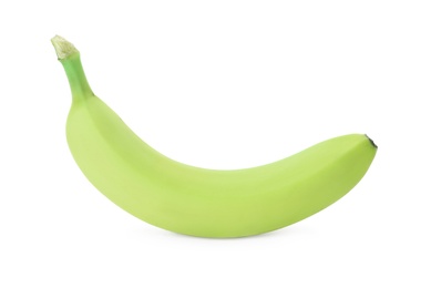 Image of Green banana on white background. Exotic fruit 