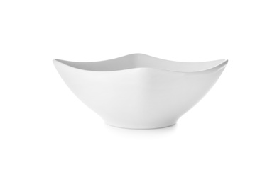 Photo of Ceramic bowl with space for text on white background. Washing dishes