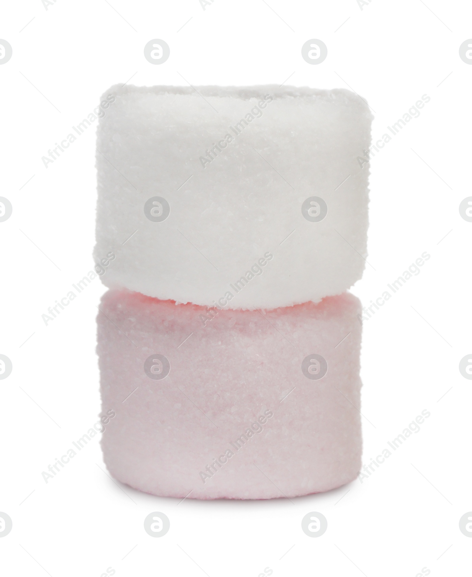 Photo of Delicious sweet puffy marshmallows on white background