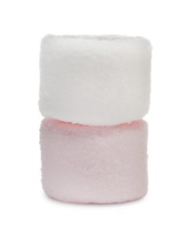 Photo of Delicious sweet puffy marshmallows on white background