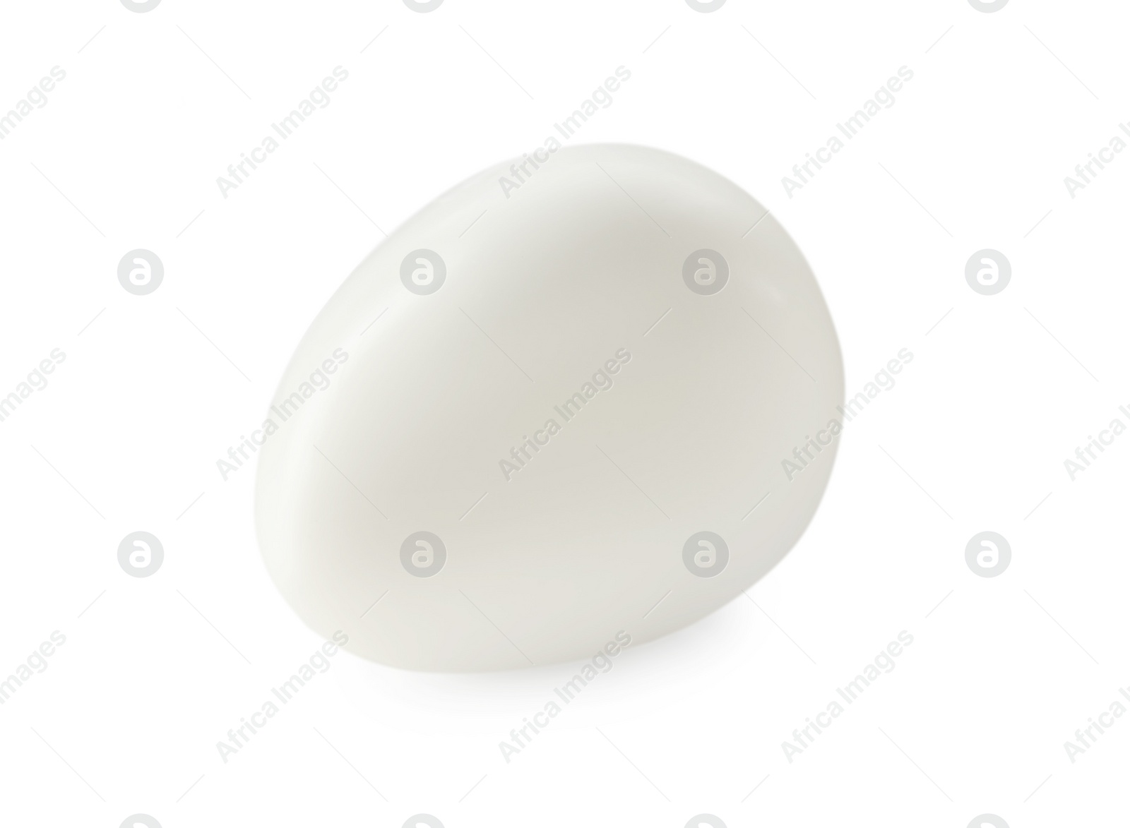 Photo of Peeled boiled quail egg on white background