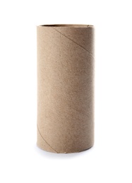 Photo of Empty toilet paper roll on white background