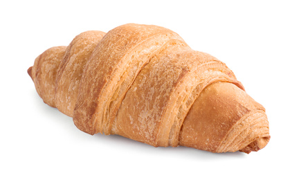 Photo of Tasty fresh crispy croissant isolated on white