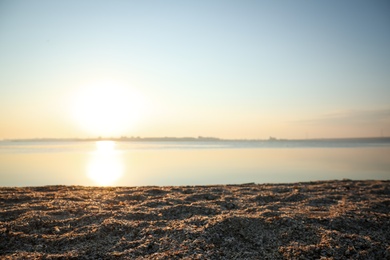 Beautiful view of riverside at sunrise. Early morning landscape