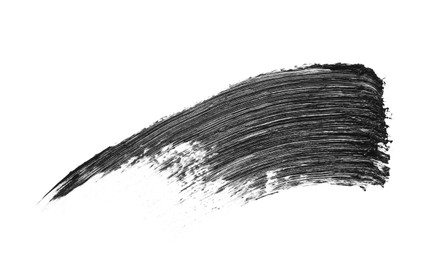 Photo of Smear of black mascara isolated on white, top view