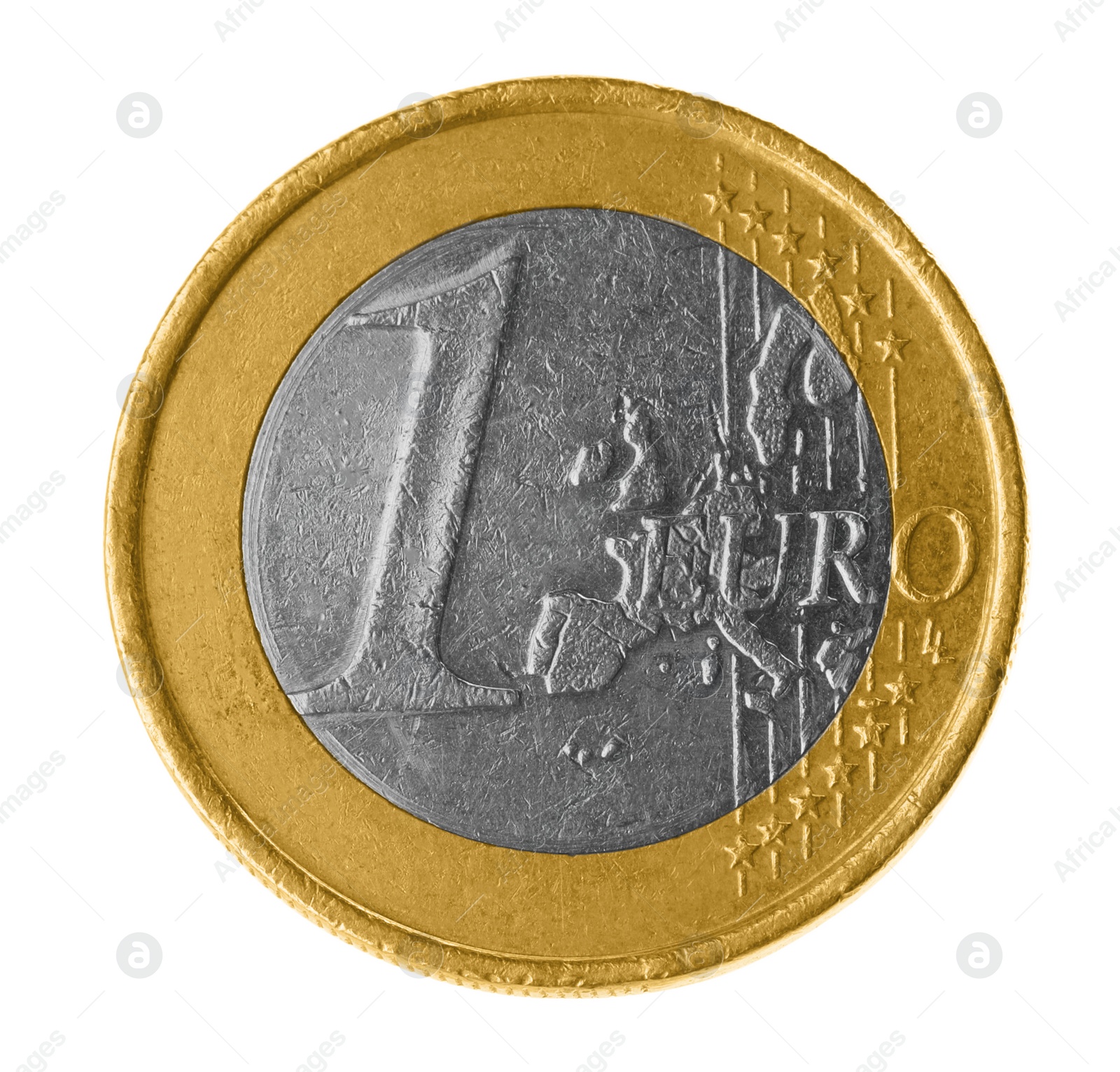 Photo of Shiny one euro coin isolated on white