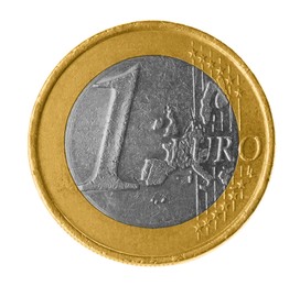 Shiny one euro coin isolated on white