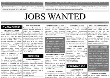 Illustration of Job search concept. Newspaper full of advertisements