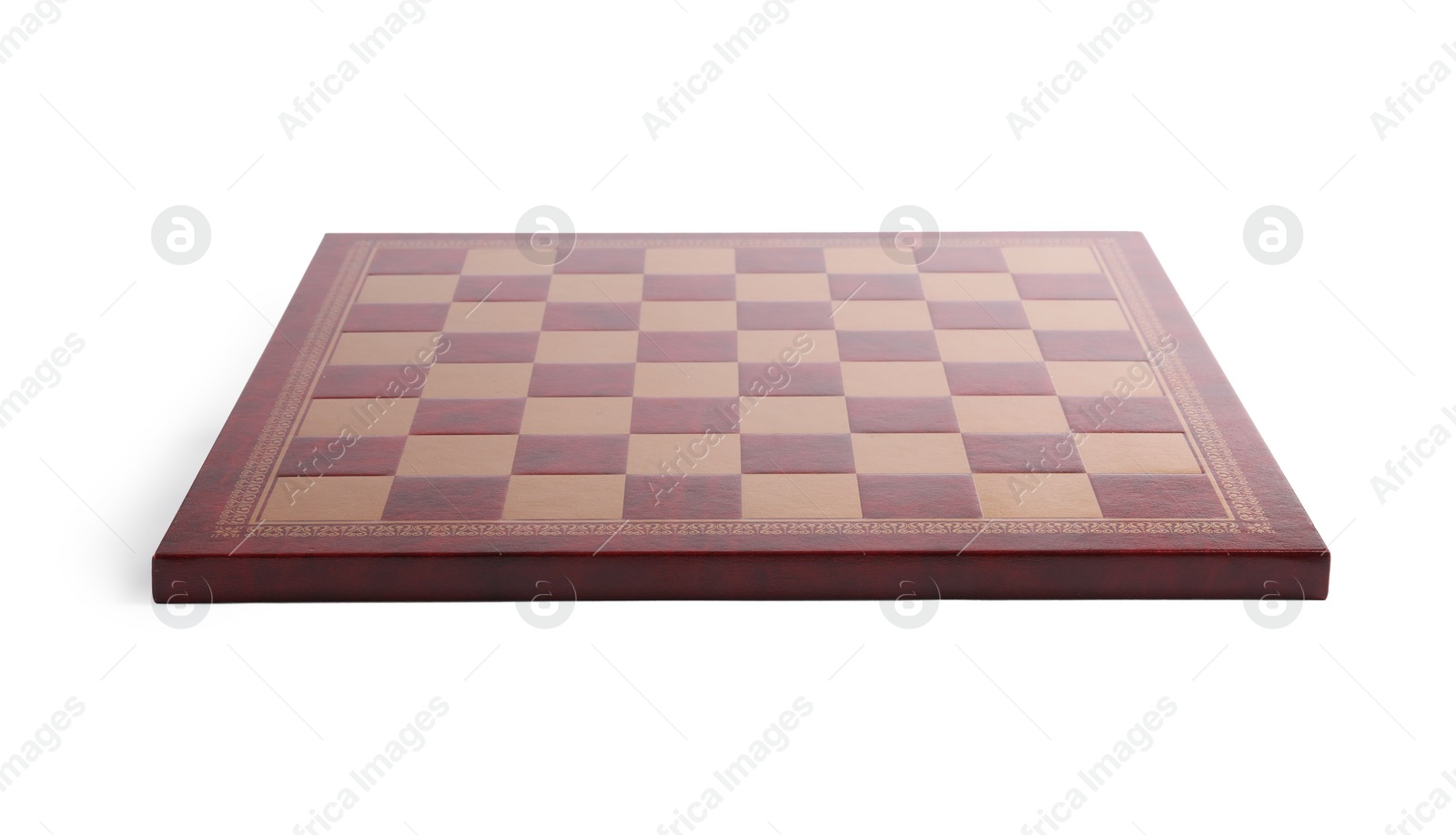 Photo of One wooden chess board isolated on white