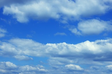 Picturesque view of blue sky with fluffy white clouds