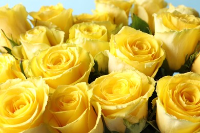 Photo of Beautiful bouquet of yellow roses, closeup view