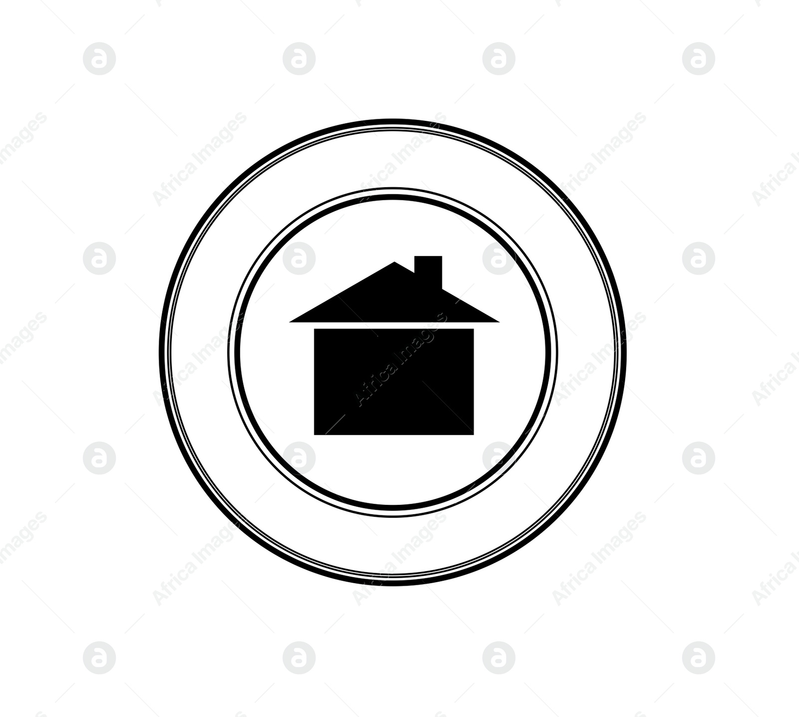 Illustration of Black wax seal with house on white background