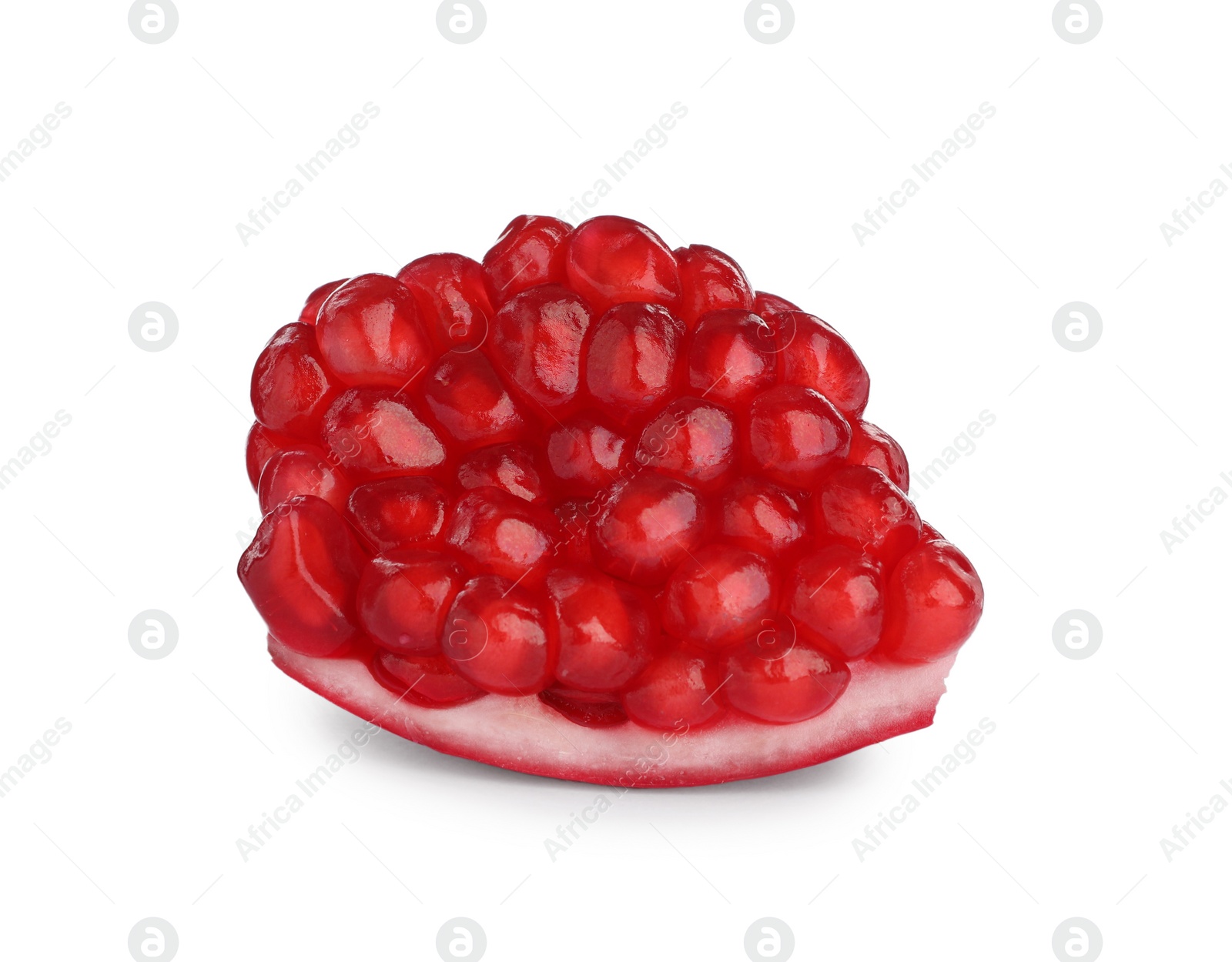 Photo of Piece of ripe juicy pomegranate isolated on white