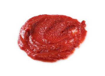 Photo of Tasty fresh tomato paste isolated on white
