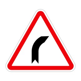 Illustration of Traffic sign BEND TO RIGHT on white background, illustration 