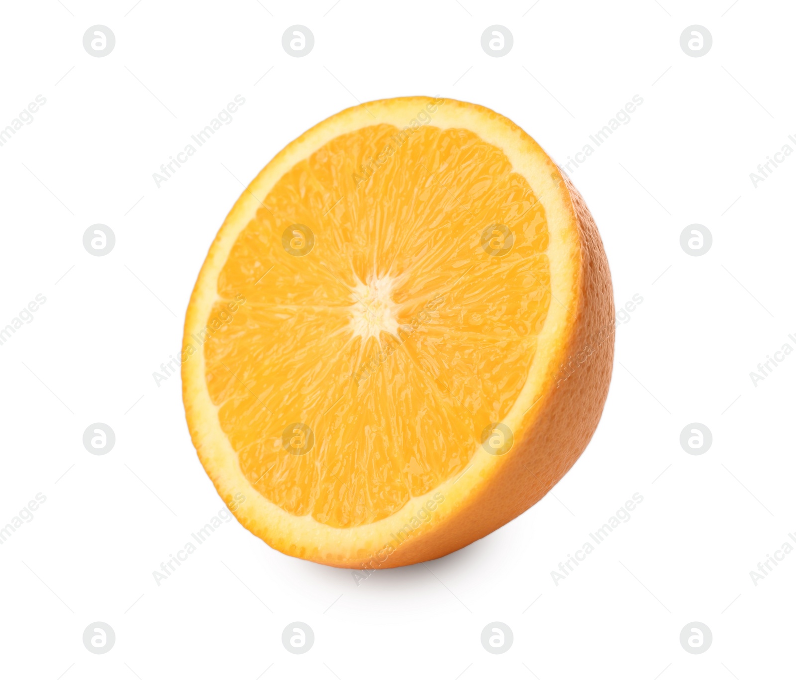 Photo of Half of fresh ripe orange isolated on white