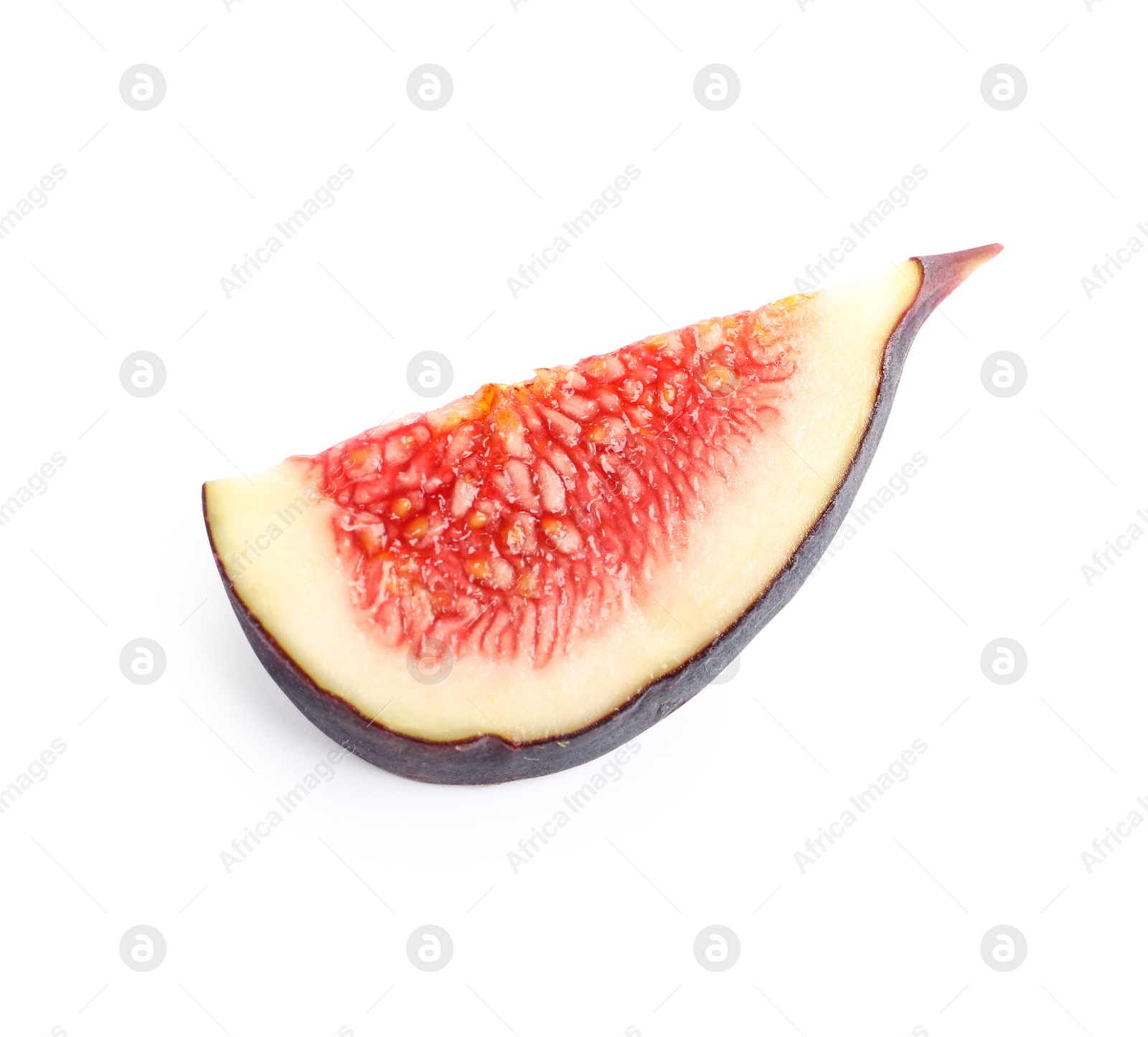 Photo of Piece of fresh fig isolated on white, top view