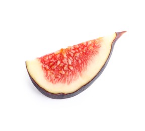 Photo of Piece of fresh fig isolated on white, top view