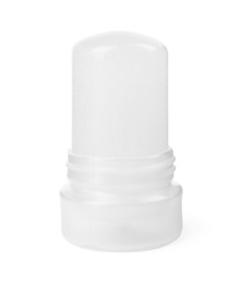 Photo of Natural crystal alum deodorant on white background