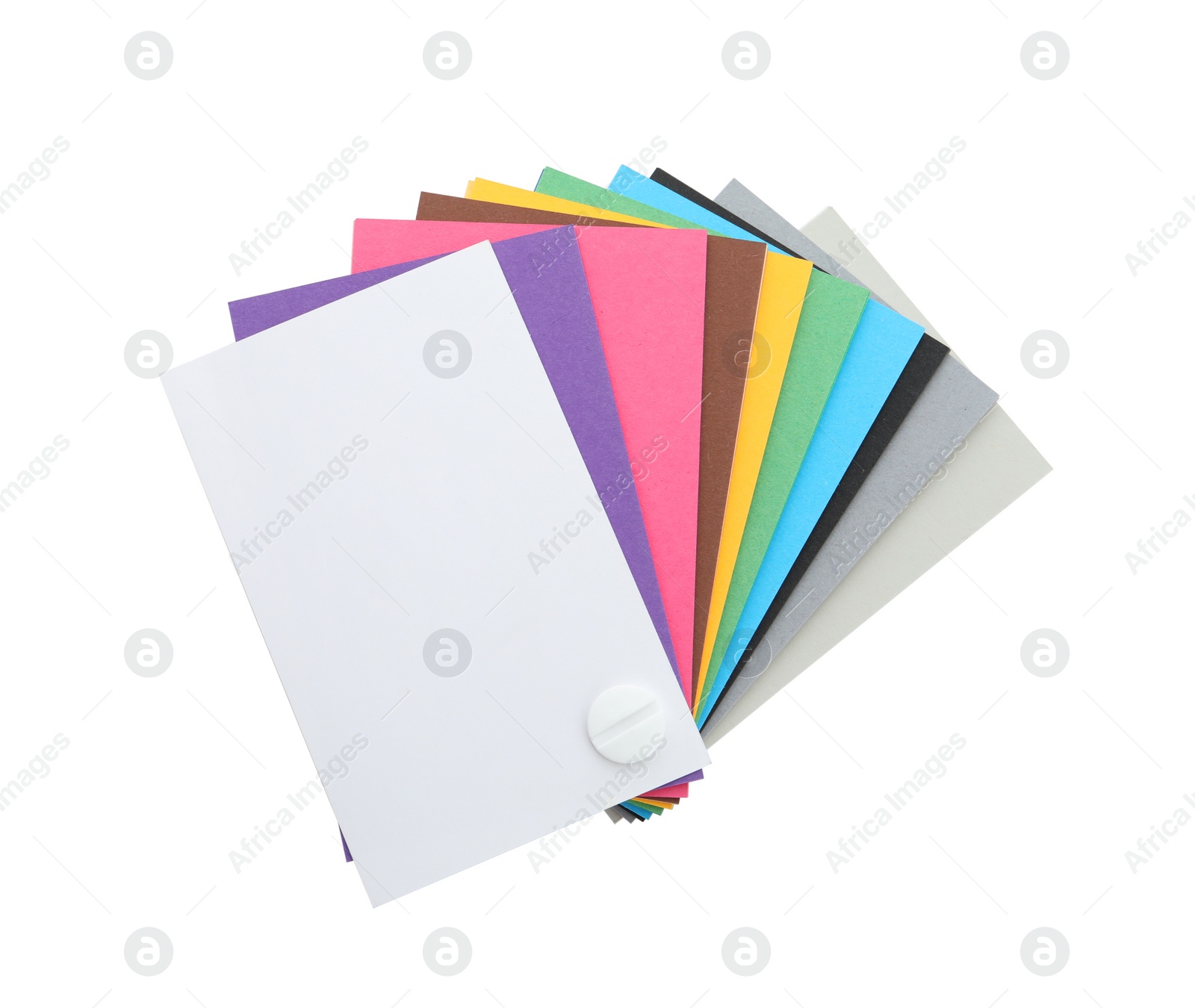 Photo of Color palette samples isolated on white, top view