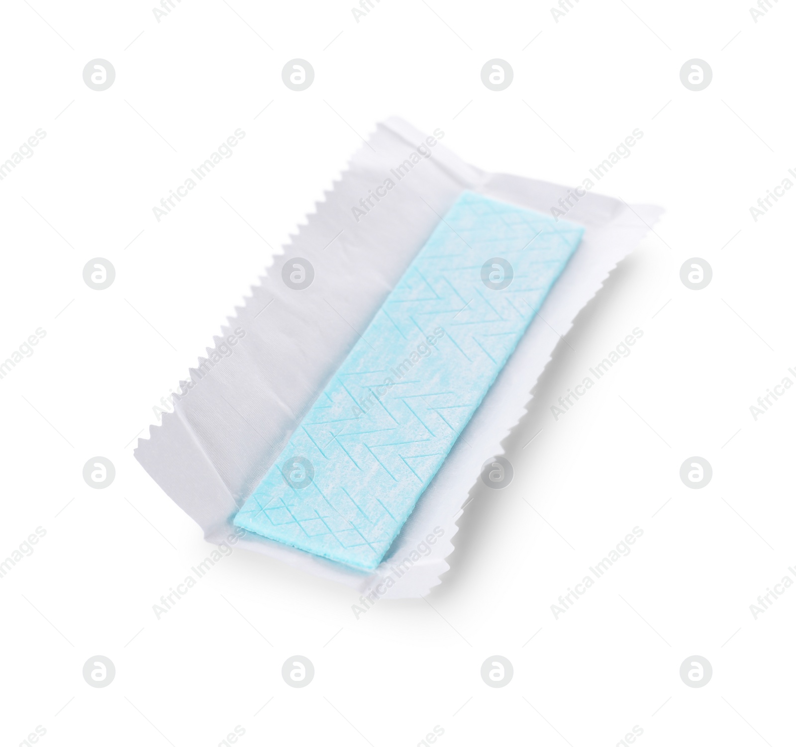 Photo of Unwrapped stick of chewing gum isolated on white