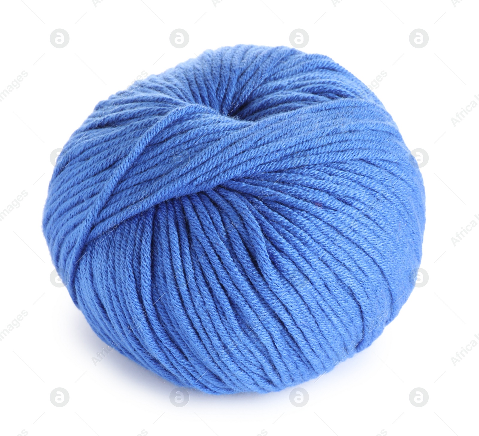 Photo of Soft blue woolen yarn isolated on white