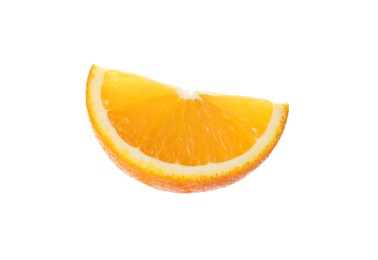Photo of Slice of fresh ripe orange isolated on white