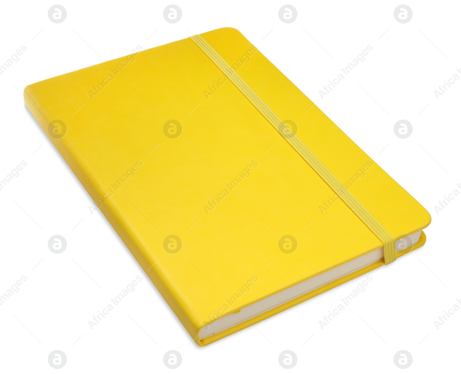 Photo of Closed yellow office notebook isolated on white