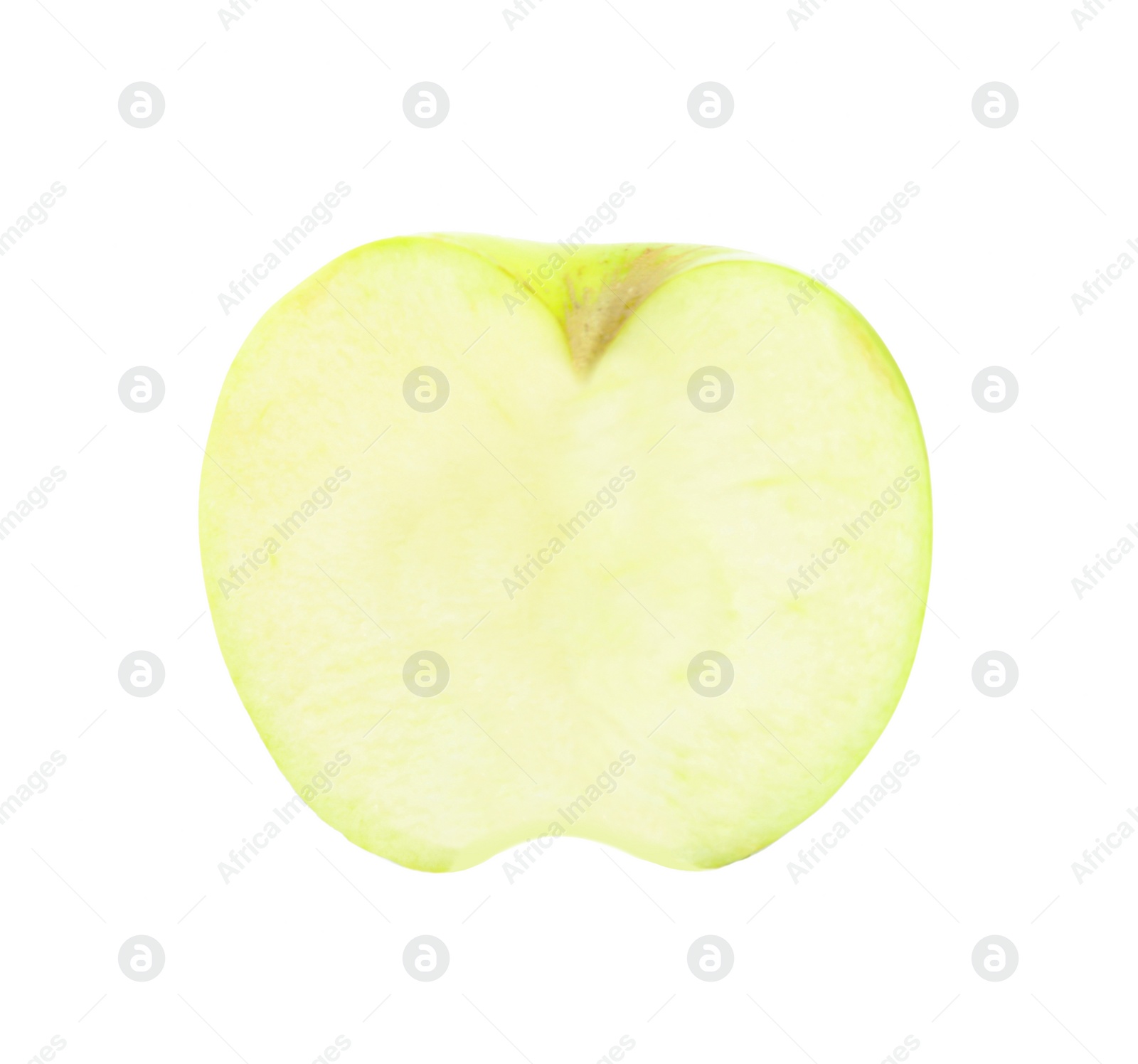 Photo of Half of fresh green apple on white background