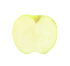 Half of fresh green apple on white background