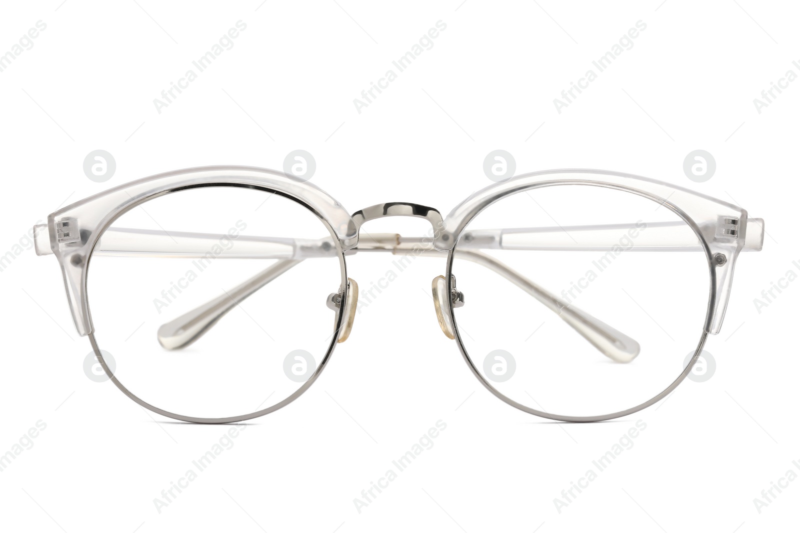 Photo of Stylish pair of glasses isolated on white