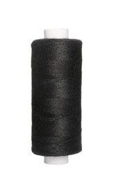 Spool of black sewing thread isolated on white