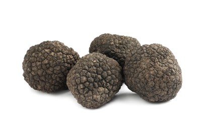 Fresh whole black truffles isolated on white