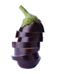 Slices of ripe eggplant isolated on white
